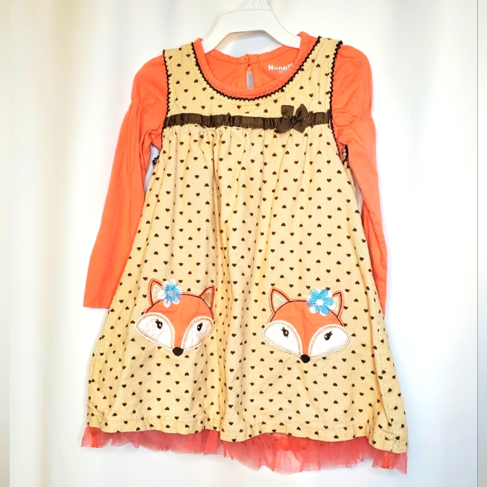 Cute fox Nannete girls 2-piece jumper dress 5T